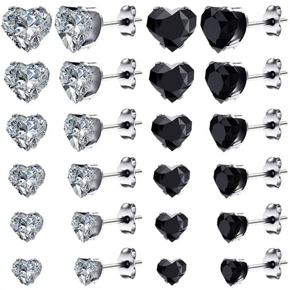 1 Pair 3mm-8mm Medical Stainless steel Crystal Zircon Ear Studs Earrings For Women/Men 4 Prong Tragus Cartilage Piercing Jewelry