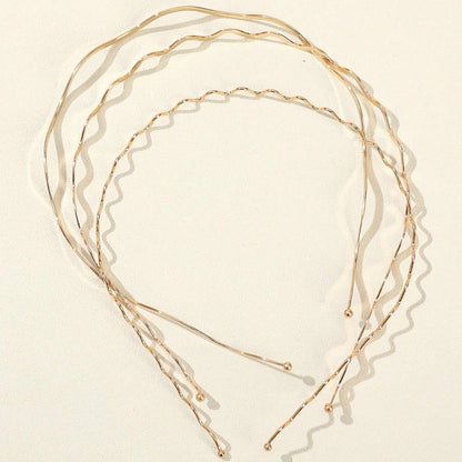 3PCS Women's Metal Gold Thin Wave Headbands, Minimalist & Practical Bang Hair Bands, Ultra-Minimalist Elegant Hair Accessories (
