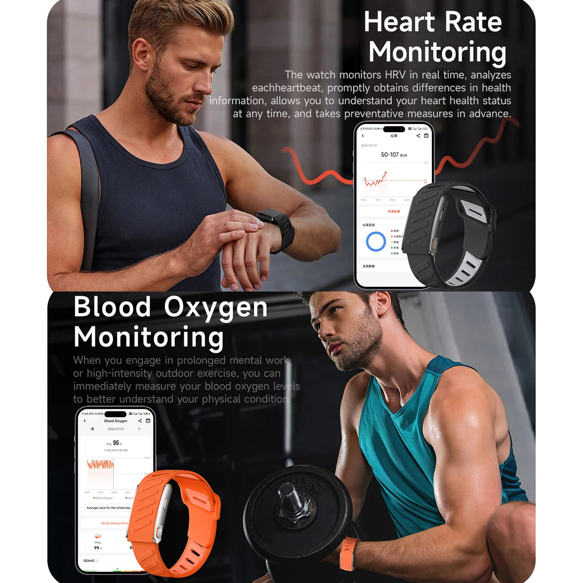 VWAR MG ECG+PPG Nursing Grade Smart Bracelet HRV Body Fat BMI Smart Band Body Temperature Men Women Health Sports Fitness Watch