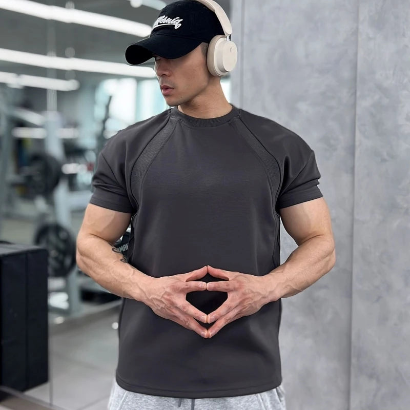 High quality Autumn men long sleeved T-shirt Fashion sport Round Collar fitness running mesh Breathability Training t-shirt men