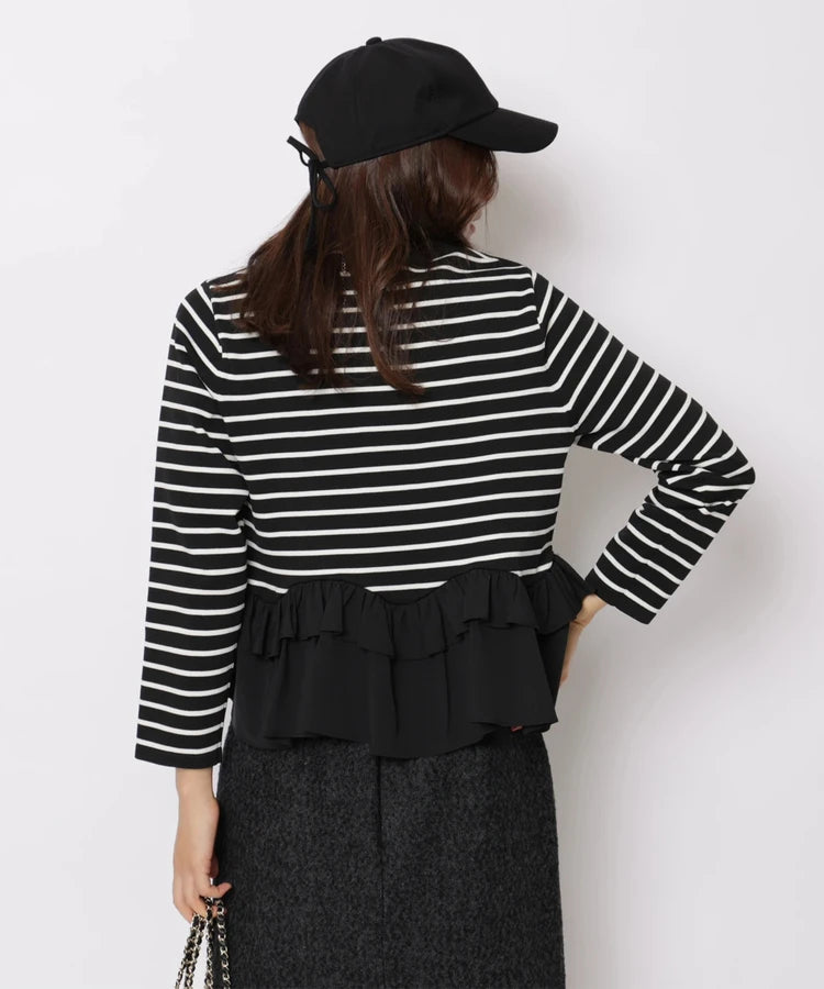 Fashionable Stripe Knitted Sweater Loose Fit Color Block Neckline Long Sleeve Women's Autumn Winter Casual Style Breathable