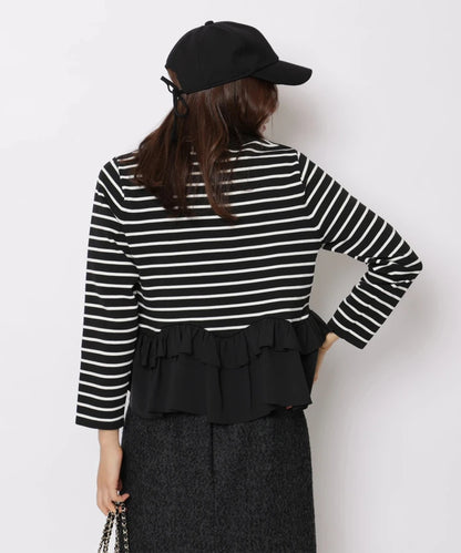 Fashionable Stripe Knitted Sweater Loose Fit Color Block Neckline Long Sleeve Women's Autumn Winter Casual Style Breathable