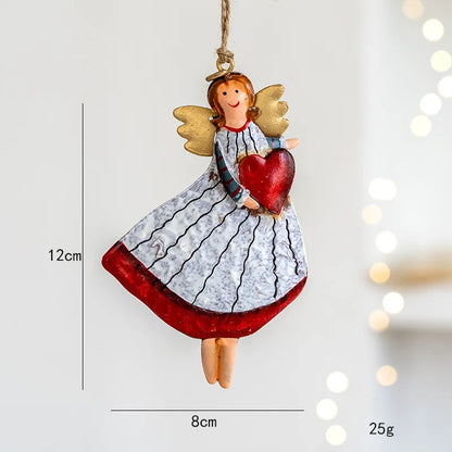 Retro Iron Christmas Angel Pendant - Country Tree Decoration - ZOOMNSTORE