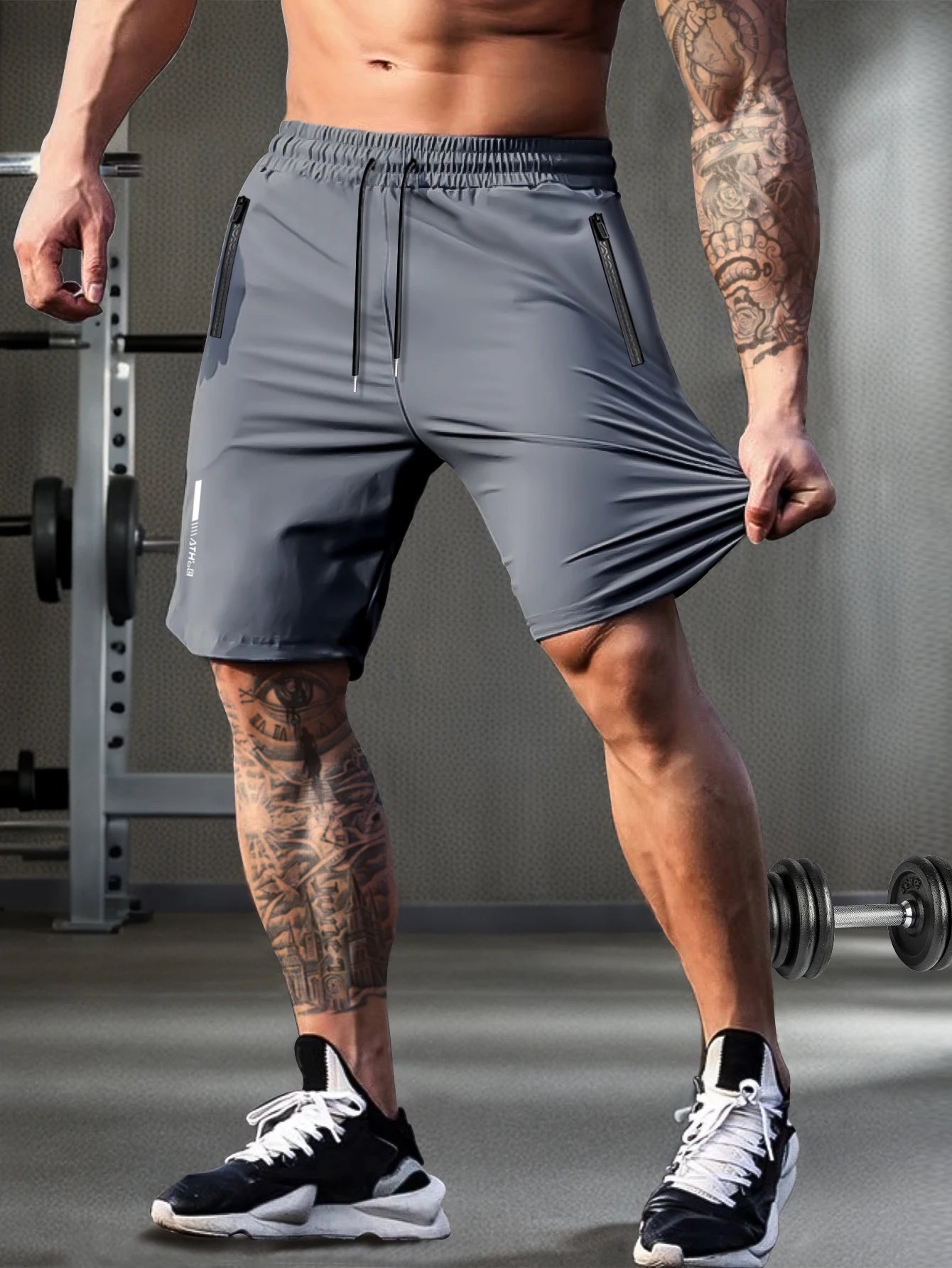 Men's Casual Shorts - Elastic Waist Zipper Pocket Quick Dry Running Shorts for Men
