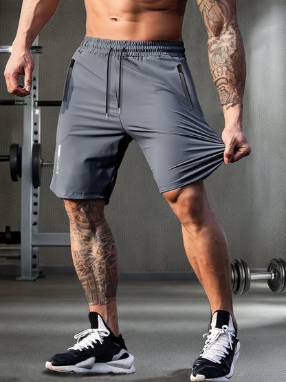 Men's Casual Shorts - Elastic Waist Zipper Pocket Quick Dry Running Shorts for Men