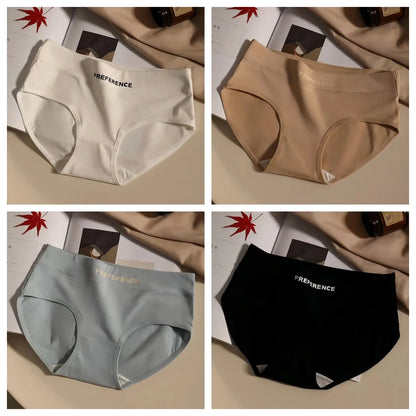 4Pcs/Set Cotton Panties Women Mid Waist Briefs Breathable Intimates Breathable Comfort Underwear M-2XL Soft Panties
