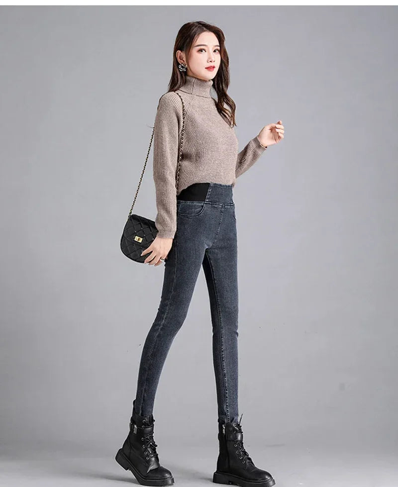 New Elastic Waist Skinny Jeans Women Spring Slim Stretch Denim Pants Vintage Pencil Vaqueros Mom Pantalones De Mujer PTKPCC