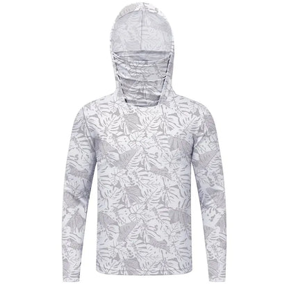 Sun Protection T-Shirts Mens Long Sleeve UV-Proof T-Shirts Fishing Hiking Summer Mask Lightweight Outdoor Protection Hoodie Tee