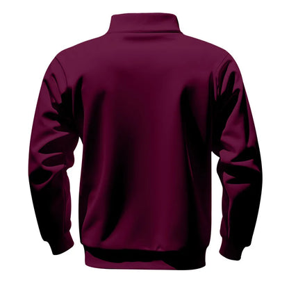 American autumn and winter heavy fleece long-sleeved men's sweater half zipper loose stand-up collar pullover men's sweater