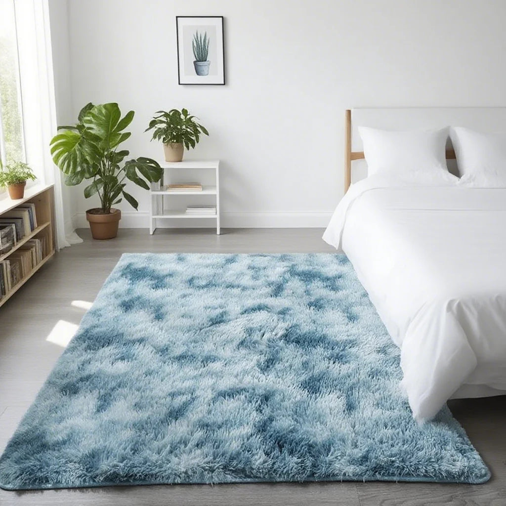 Shaggy Area Rug - Gray Long Pile Plush Carpet | Non Slip Bottom Floor Mat