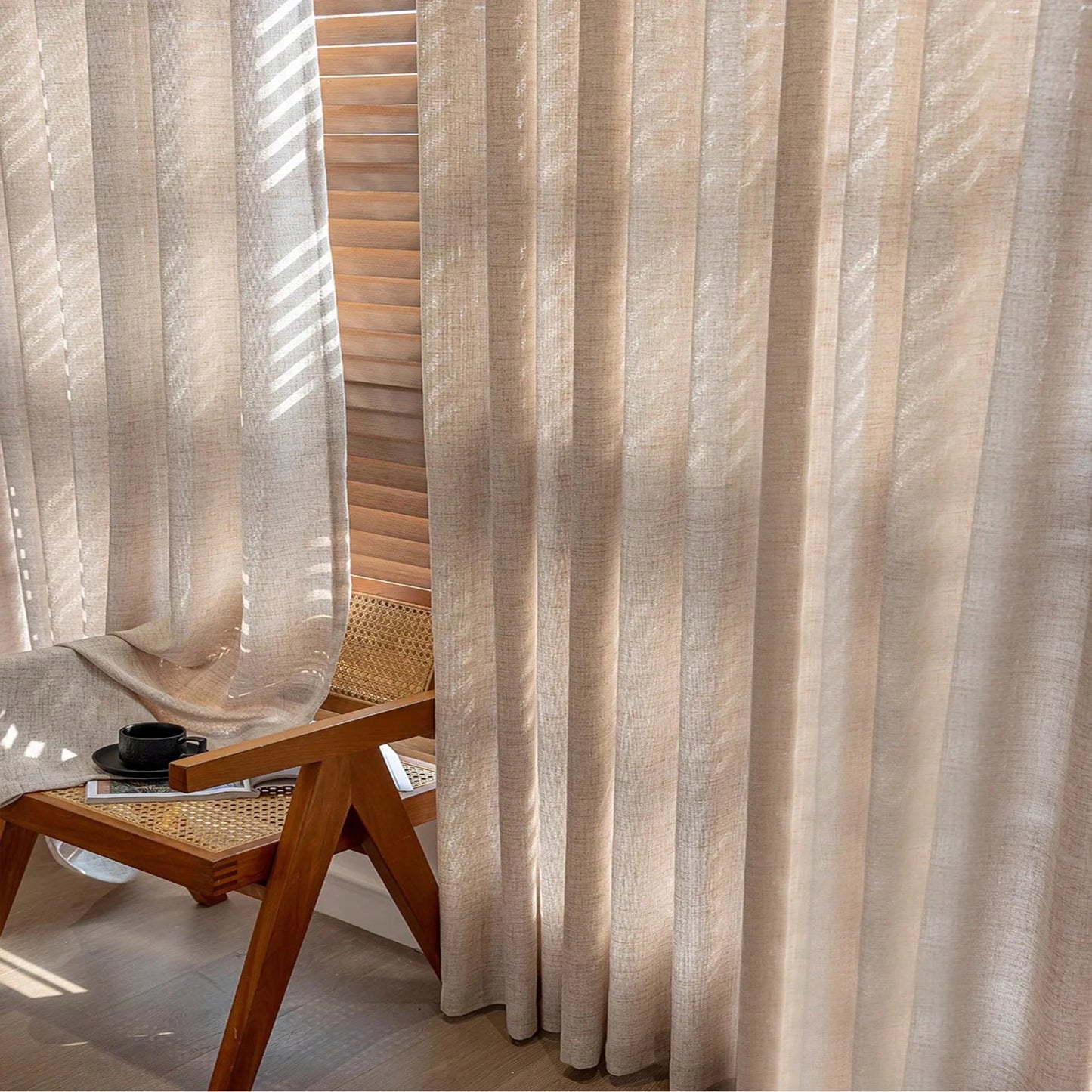 Japanese Linen Curtain – Sheer Breathable Drapes for Bedroom & Living Room Partition