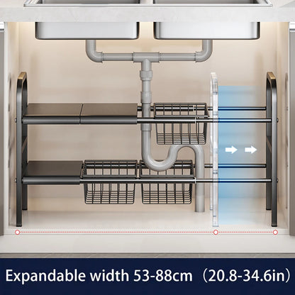 Expandable Under Sink Organizer - Multi-Use Cabinet Storage Rack with Removable Baskets - ZOOMNSTORE