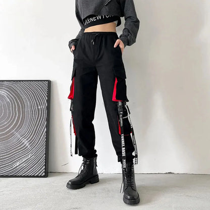 Pants Women Aesthetic Harem Pants Punk Pockets Joggers Harajuku Femme Hiphop Trousers Techwear Y2k Egirl Clothes