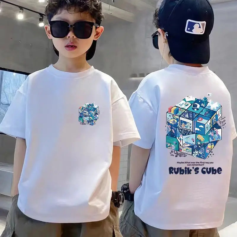 Nickelodeon Best-selling NickSpringSoft and Comfortable Children's Cartoon Print Pure Cotton T-Shirt for Kids(Short-Sleeved Top)