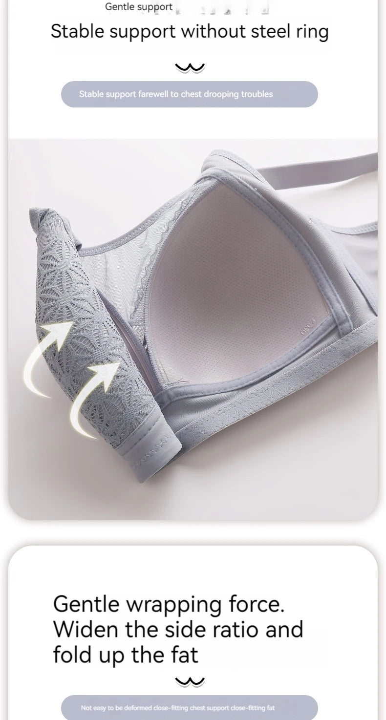 2PCS New High-end U-shaped Back With No Steel Ring Gathered And Adjusted Bra Thin Cup Breathable  Breasted Underwear Mom's Bra