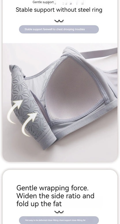 2PCS New High-end U-shaped Back With No Steel Ring Gathered And Adjusted Bra Thin Cup Breathable  Breasted Underwear Mom's Bra