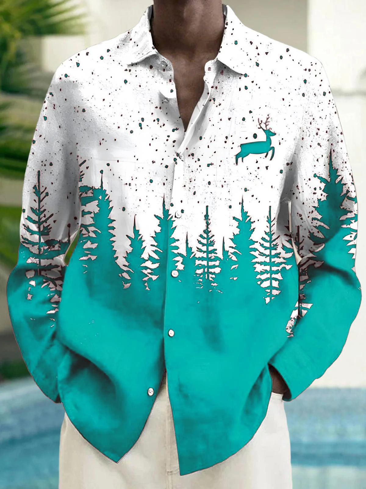 Men's shirts, button down shirts, casual shirts, spring and summer, printed long sleeves, daily, fashionable, comfortable