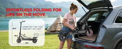 2026 New 500W 10inch Solid Tire Electric Bicycle with Basket 7.8AH Battery 22Miles Max Range 22MPH Max Speed Dua Shock Absorption Foldable Adult Ebike