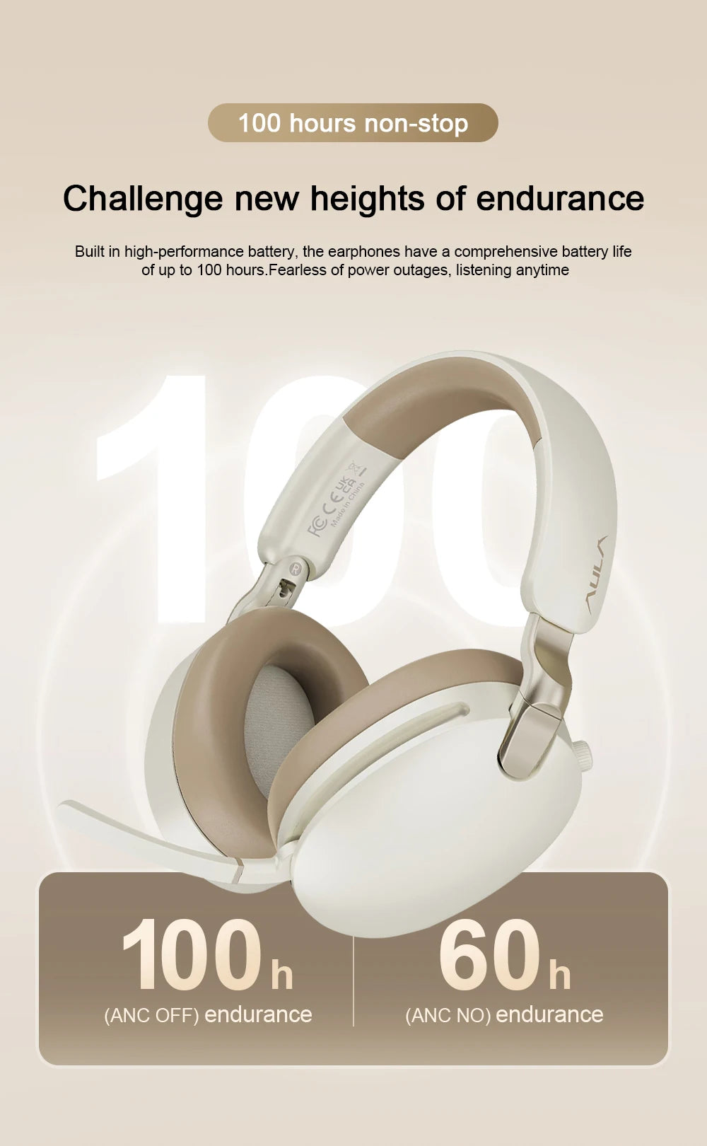 AULA New A500 Wireless Head-mounted Headphone 2.4G/Bluetooth/Wired Nolse Reduction Headsets E-sports Gaming Earphones with Mic