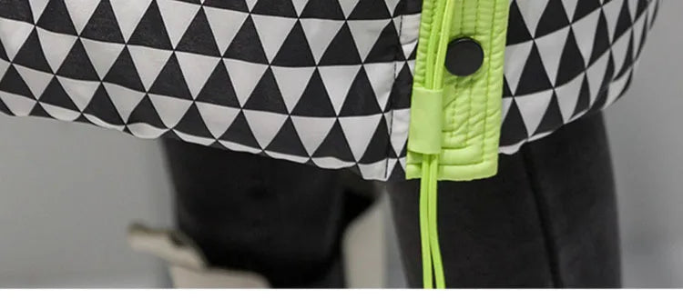 2023 Winter Warm  Plaid Long  Coat Women ' s Fashion Thicken Hooded Puffer Jacket Female Windproof Warm Outwear