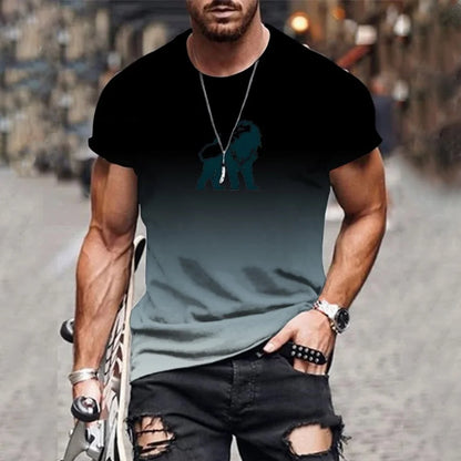 Men's 3D Printed T-Shirt - Summer Streetwear Gradient Printed Tee | Plus Size Pullover