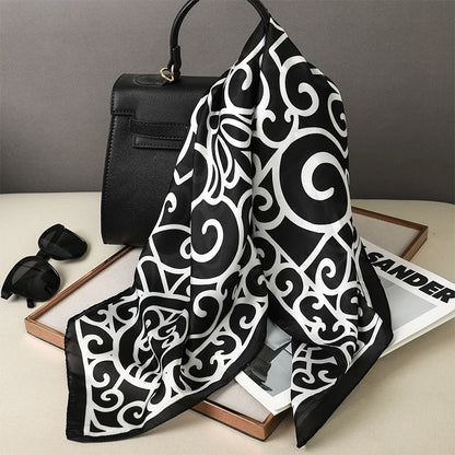 Luxury Silk Plaid Scarf - Soft Satin Neck Hair Tie for Women Foulard Hijab 2021
