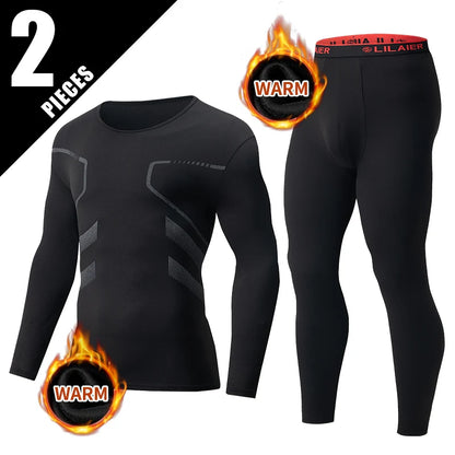 Men's Autumn/Winter Warm Underwear Set Solid Color Multi Color Round Neck Long Sleeve Top Letter Elastic Waist Casual Pants