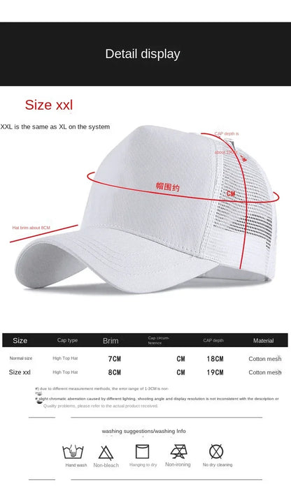 Big Head Man Large Size Mesh Baseball Hats Outdoors Plus Size Sport Caps Dad Oversize Trucker Cap 56-61cm 62-66cm