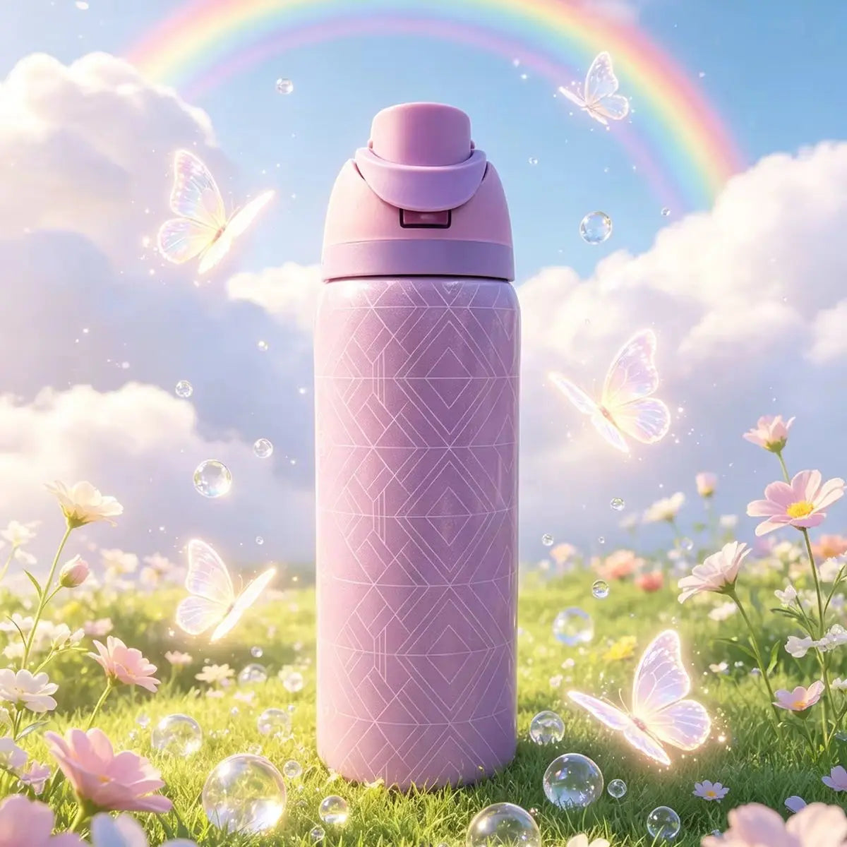 Owalaa pearlescent pink 32oz/945ml stainless steel insulated water bottle with straw,for daily sports outdoor,perfect gift