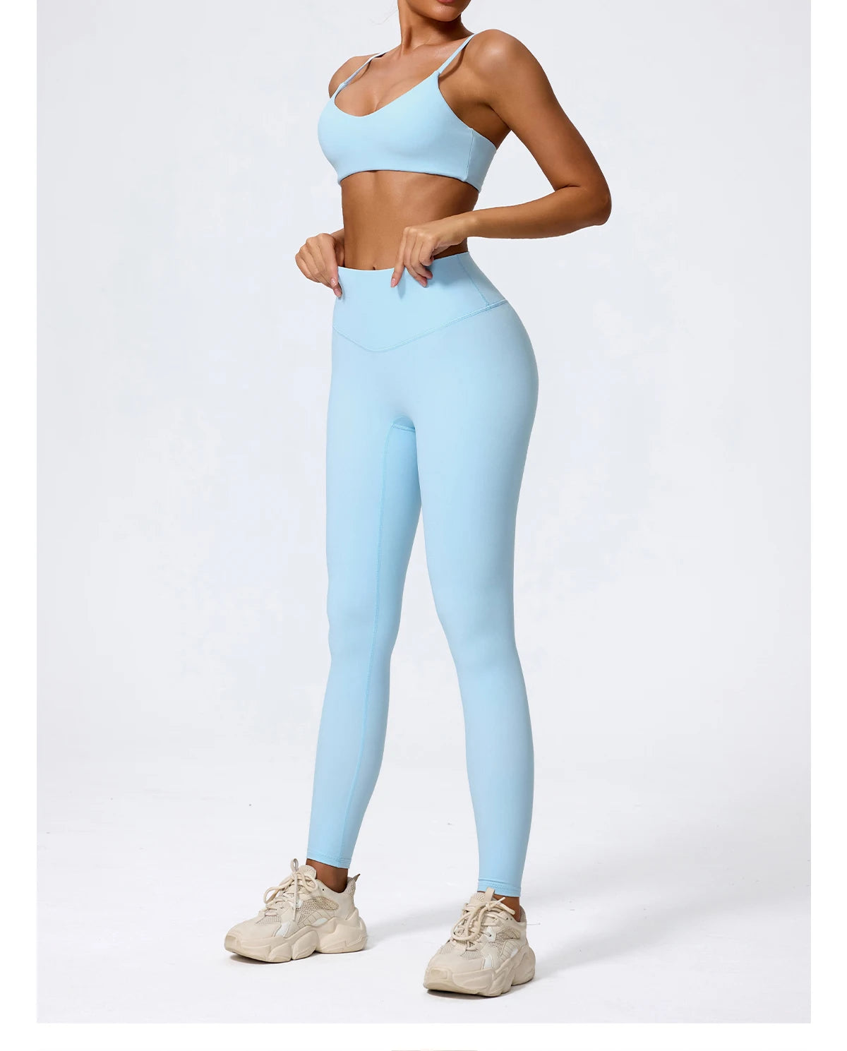 Women Sports Set – Summer Two Piece Gym Outfit With High Waist Leggings & Sleeveless Top