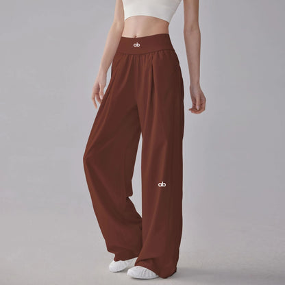 Women High Waist Loose Straight Leg Yoga Pants Quick‑Dry High‑Stretch Cooling Thin Wide Leg Running Fitness Sport Long Trousers