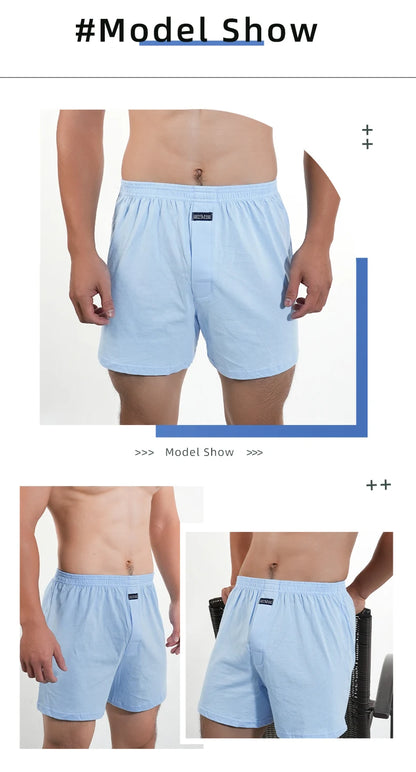 1PC Big Underpants Solid Pajama Bottoms At Home Plus Size Boxers Brief For Men High Waist Allo Pants Cotton Slacks Sleep Bottoms