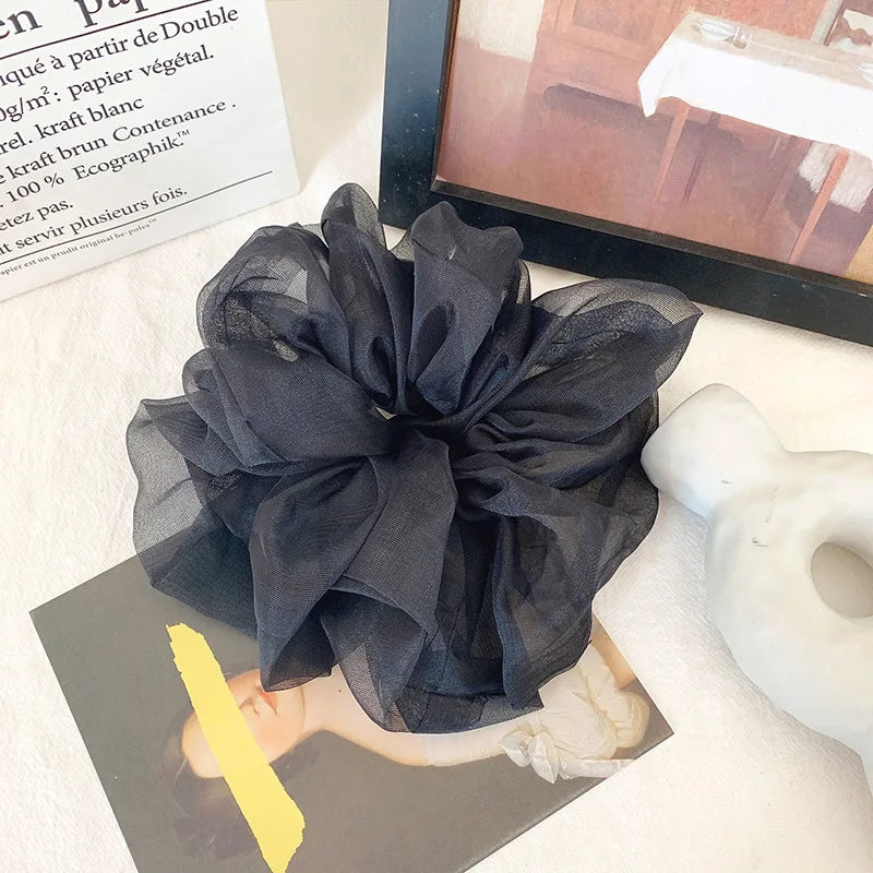 Summer Organza Silk Scrunchies Elastic Hair Bands for Women Fashion Hair Rope Ponytail Holder Ties Girl Hair Accessories