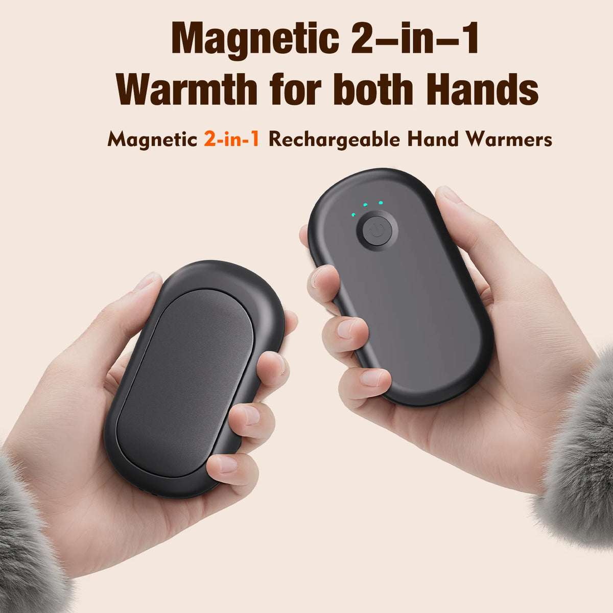 2-in-1 Magnetic Mini Hand Warmer with Three Levels of Temperature, Compact and Portable to Hold in Hand