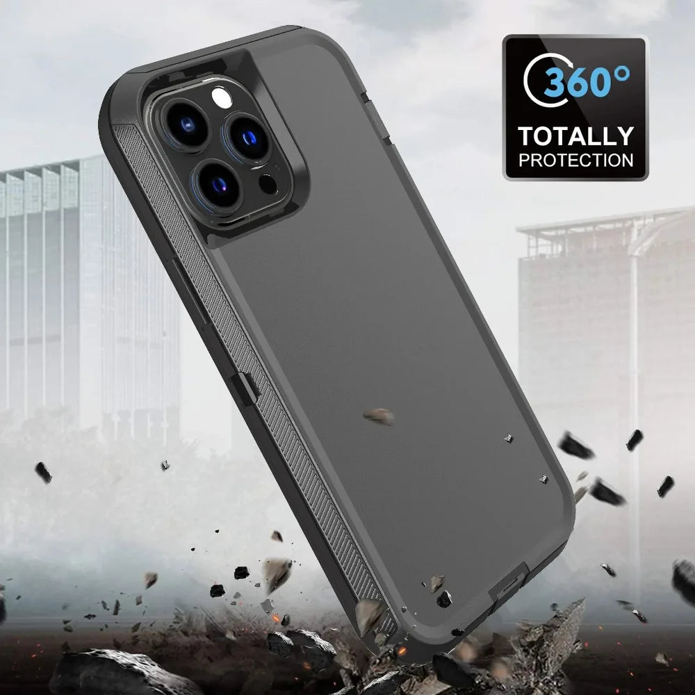 Luxury OTT Armor BOX Phone Case for IPhone 17 Air 16 15 14 Plus 13 12 Pro Max Soft Bumpers with Belt Clamp Protective Hard Cover