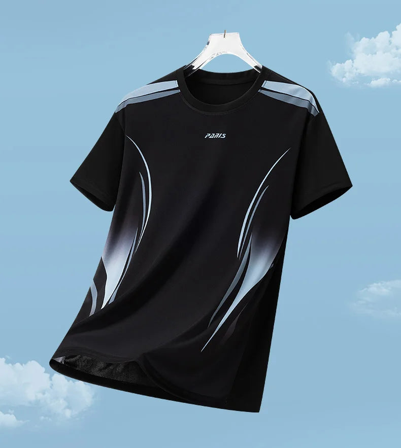 Men's Gradient Ice-Silk T-Shirt – Quick-Dry Running & Training Top