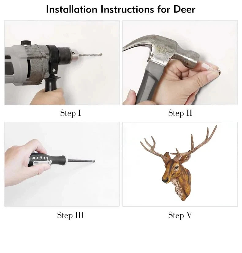 Creative Wall Mounted Animal Deer Head Wall Decoration Handmade Farmhouse Decoration Resin Living Room Home Decoration