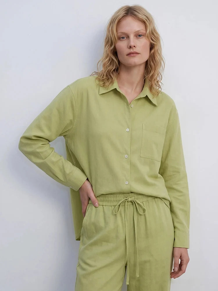 Streamgirl Linen Pants Sets For Women Summer Suits Pink Two Piece Trouser Women's Suit Sets Linen Shirt Set Oversize Outfit Suit