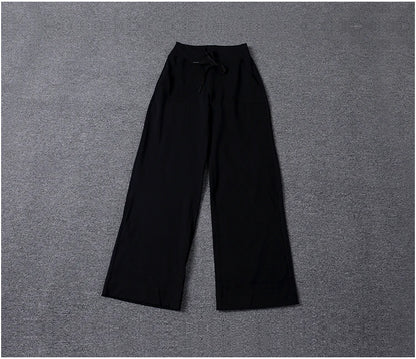 High Quality High-waist Loose Straight-leg Yoga Pants Women's Skin Friendly Nudity Casual Drawstring Quick-dry Gym Bell-bottoms