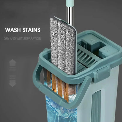 Flat Squeeze Mop with Bucket - Easy Wring Microfiber Floor Cleaner for Hardwood  Laminate
