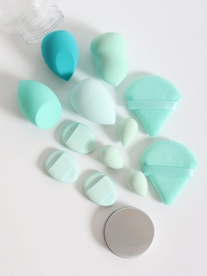 Makeup Sponge Set – 12 Piece Latex Free Sponges with Storage Jar for Wet Dry Use