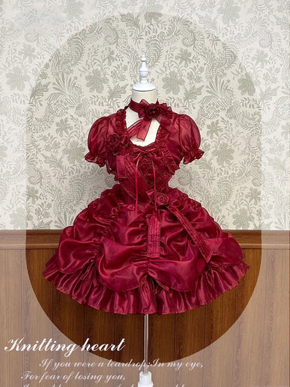 Lolita Women Summer Crop Blouse  Y2k  Sweet Bandage JK Blusas Capes Cosplay Harajuku Ruffled Puff Sleeve Shirt Kawaii Mujer