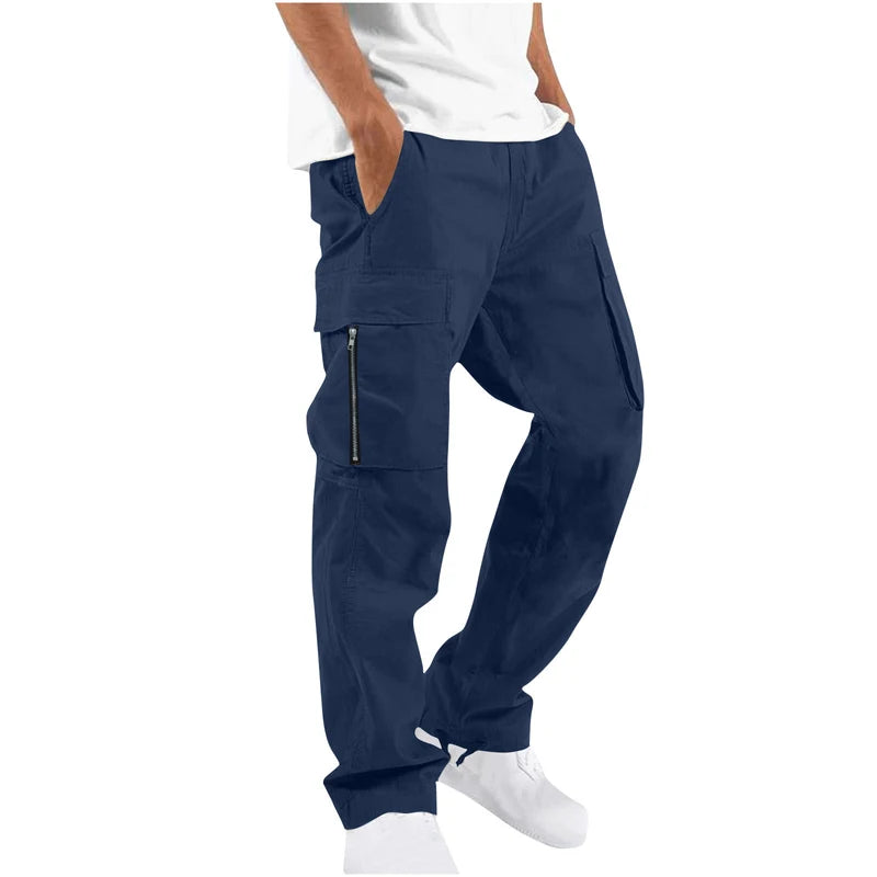 Men's Tactical Cargo Pants Multi Pocket Straight Leg Drawstring Waist Outdoor Hiking Work Casual Daily Street Travel Trousers