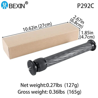 Selfie Stick With 1/4 or 3/8 Screw Tripod Carbon Fiber Central Axis Extension Rod Adjustable Extension Rod for DSLR Cameras