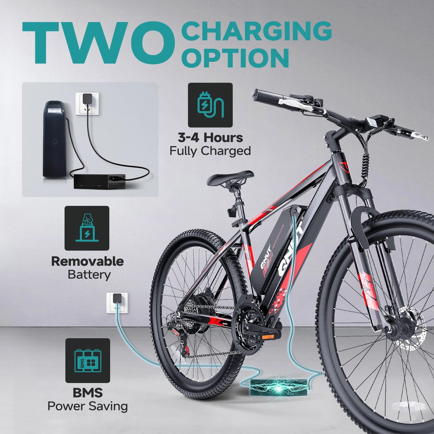 QNUT Victor3.0 Mountain Electric Bicycle 1000W 36V 10.4AH Electric Bike 26' Tire All-Terrain Ebike Urban Off-Road Commuter Adult E-Bike