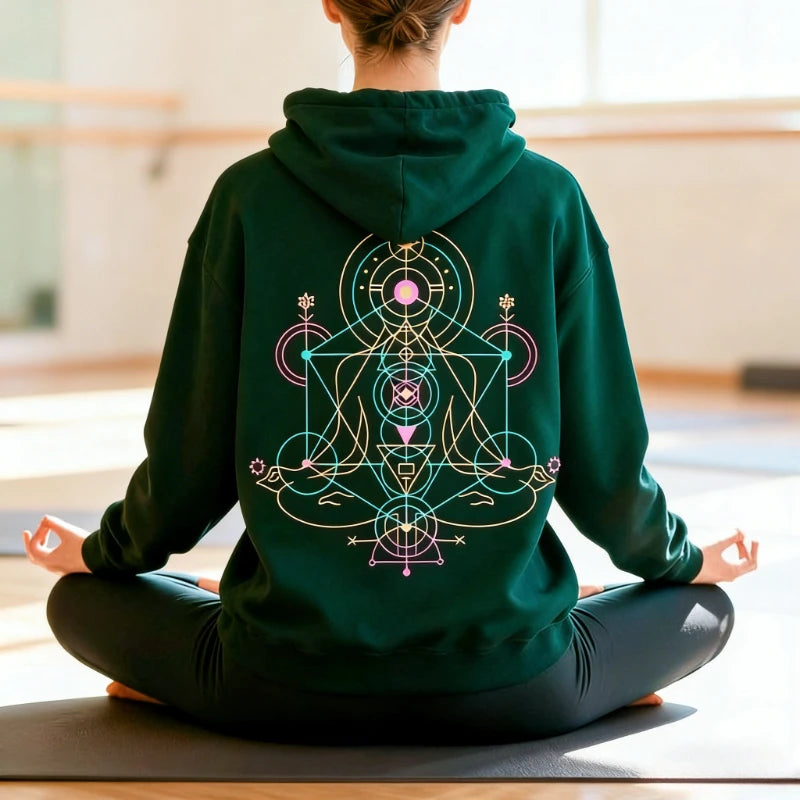 Spiritual Yoga Sweatshirt Meditation Clothing Mindfulness Gift Chakra Hoodie Yoga Mom Sweatshirt Boho Sacred Geometry Hoodie Top
