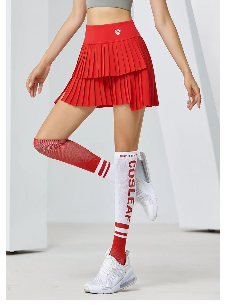 Women Sports Mini Pleated Skirt Golf Tennis Skirts High Waist Double Layer Gym Fitness Running Yoga Athletic Workout Skort