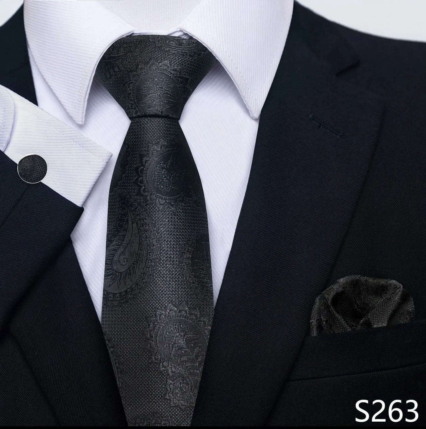 Mens Blue Gold Tie  Pocket Square Set - Wedding  Party Accessories