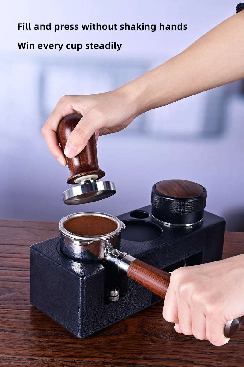 Espresso Tamper Holder | Multifunction Coffee Tool with ABS Stand & Knock Box