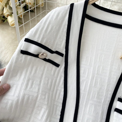SINGREINY Autumn Knitwear 3PC Sets Long Sleeves Cardigan+Single Breasted Spaghetti Strap+High Waist Elastic Shorts Casual Suits